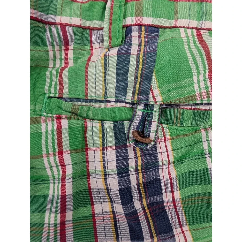VTG Polo Ralph Lauren Plaid Madras Shorts Men 36 Green Cotton Preppy Grunge Golf
